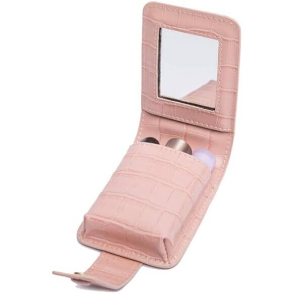 Makeup Lipstick Case for Women Travel Cosmetic Pouch Small Mini Leather - Picture 2 of 7